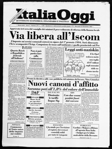 Italia oggi : quotidiano di economia finanza e politica